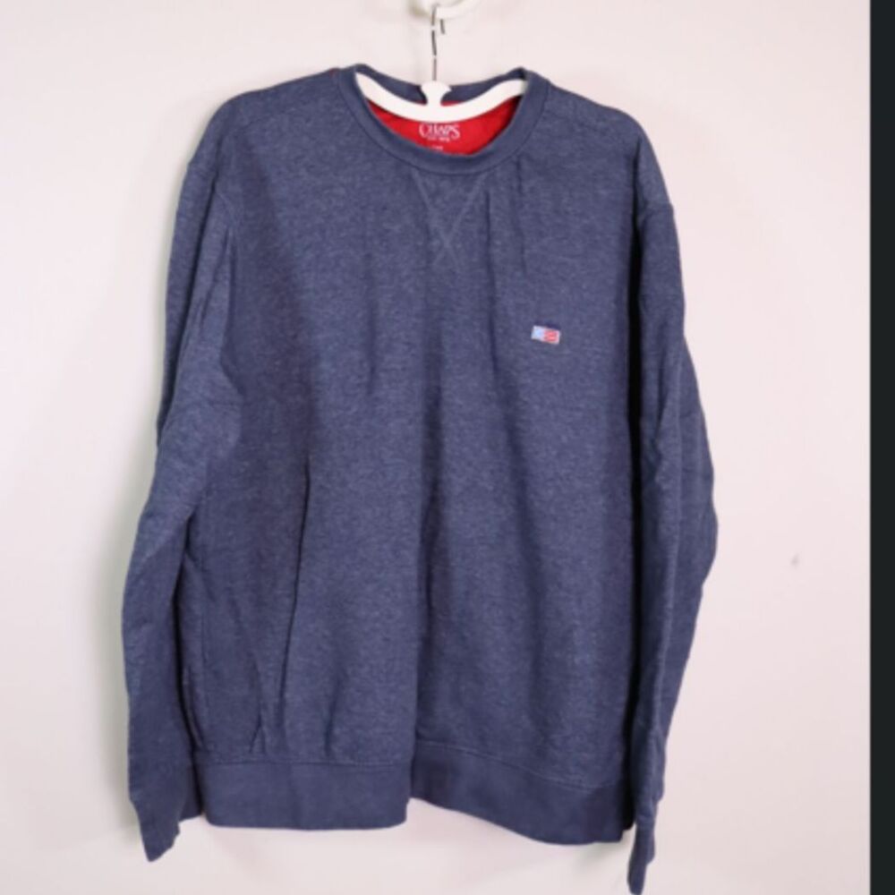 Chaps Men's Everyday Fleece Pullover Sweatshirt Dark Blue Gray Large